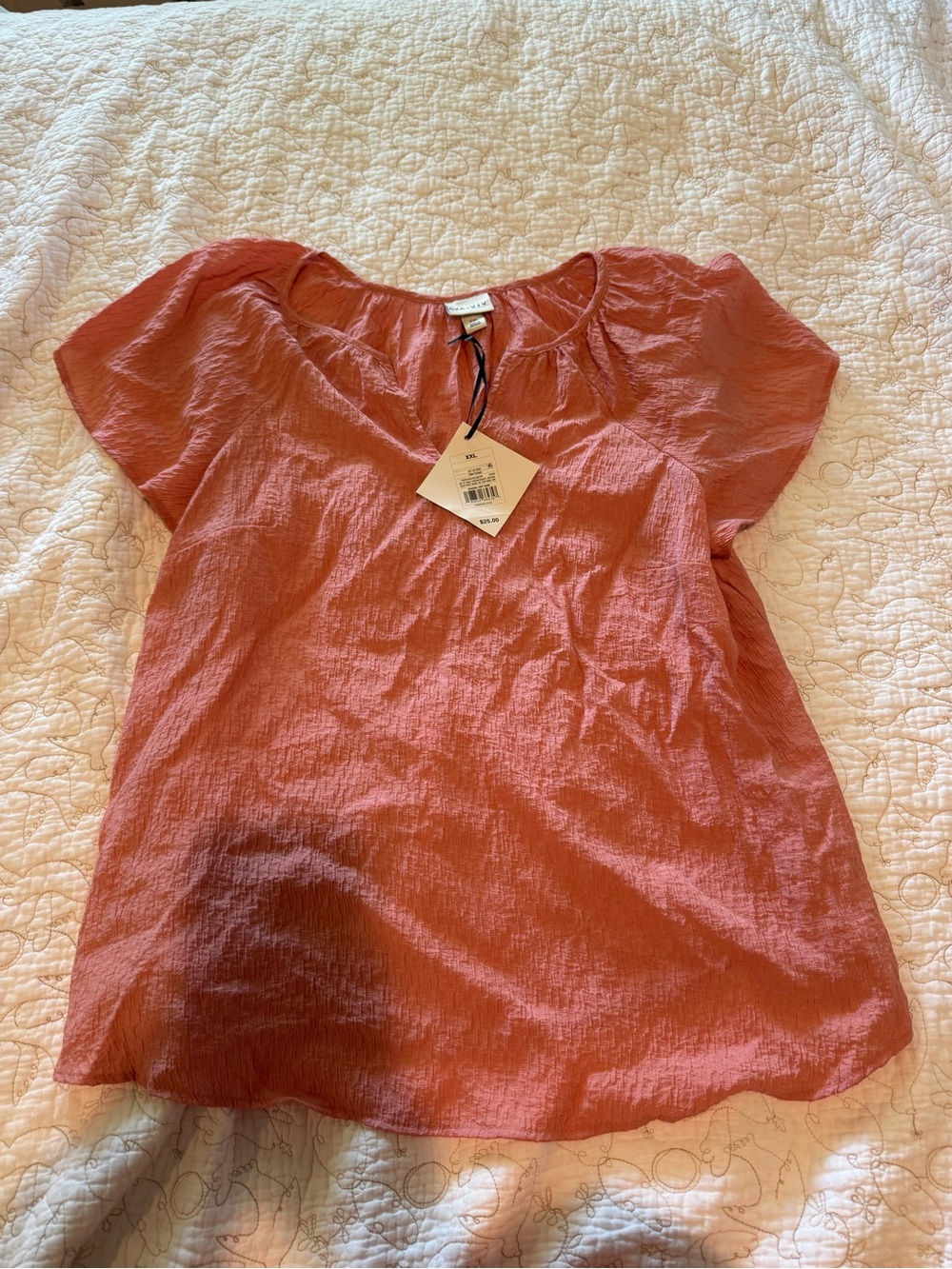 Target Women's Short-Sleeve Textured Top - Rust Orange